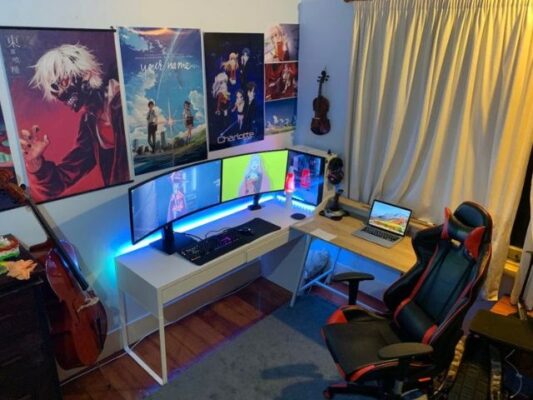 Blue Oasis Desk Anime Room Idea